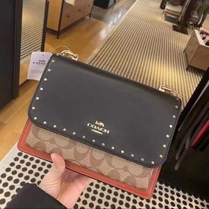 Coach Crossbody In Signature Canvas With Rivets